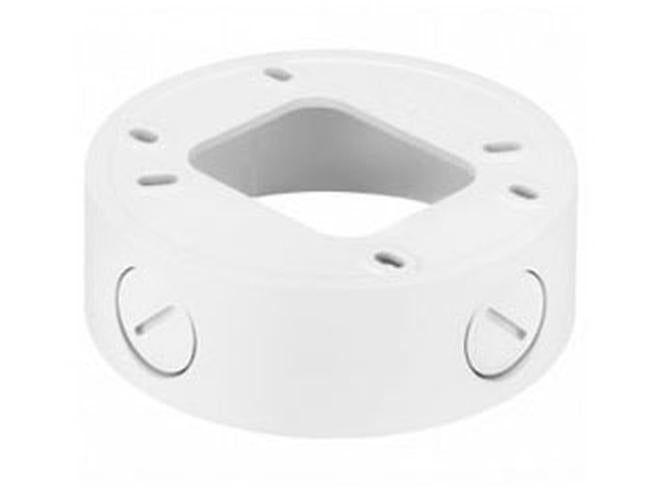 Witte, ronde Hanwha SBV-120GW aluminium wandbeugel voor beveiligingscamera's met compact 40mm design.