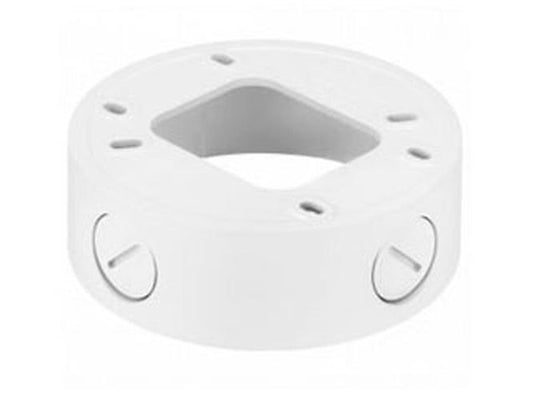 Witte, ronde Hanwha SBV-120GW aluminium wandbeugel voor beveiligingscamera's met compact 40mm design.