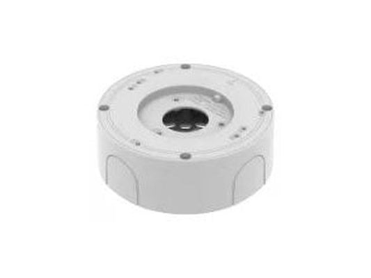 Witte Hanwha SBV-A14B aluminium wandbeugel voor beveiligingscamera's met ronde montageplaat.