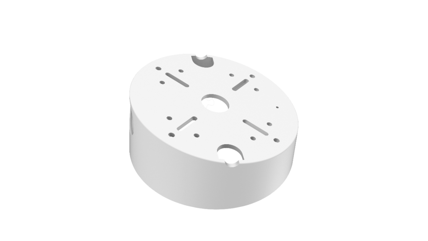 Witte aluminium Hikvision DS-1240ZJ schuine plafondmontage voor dome camera's met montagegaten.
