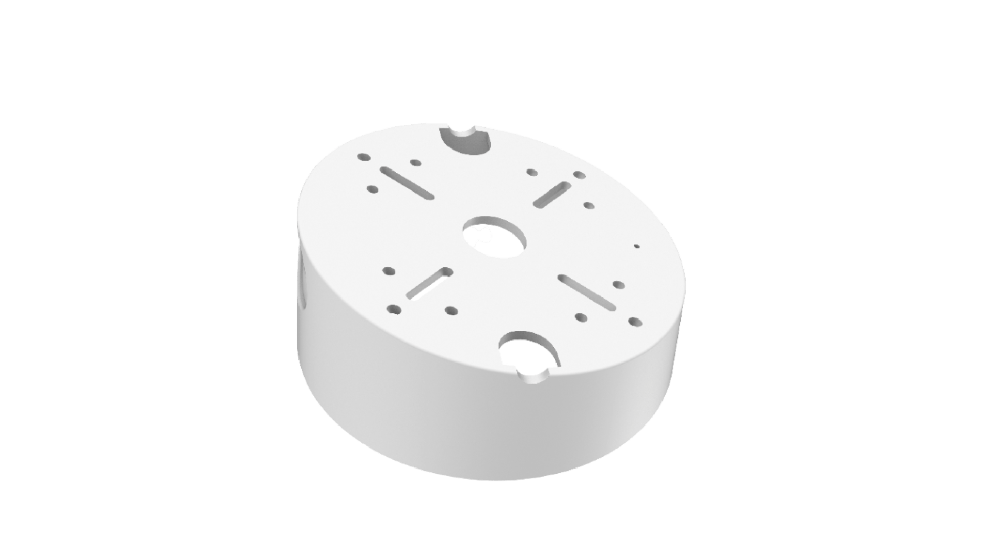 Witte aluminium Hikvision DS-1240ZJ schuine plafondmontage voor dome camera's met montagegaten.
