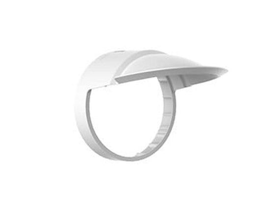 Witte Hikvision DS-1250ZJ-DM65 regenkap voor dome camera's met een ronde vorm en beschermende zonneklep.