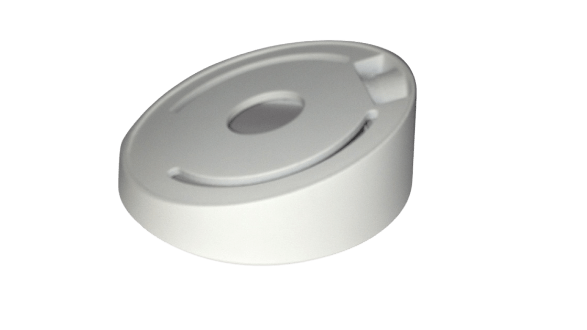 Witte schuine plafondmontagebeugel van kunststof voor Hikvision dome camera's, Ø111 mm.