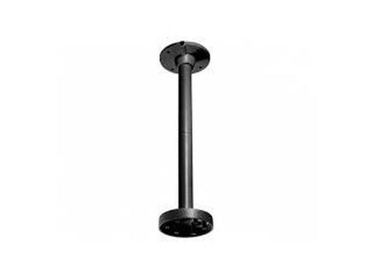 Zwarte aluminium hangende steun voor Hikvision mini dome camera's, 543mm lang met ronde montageplaat.