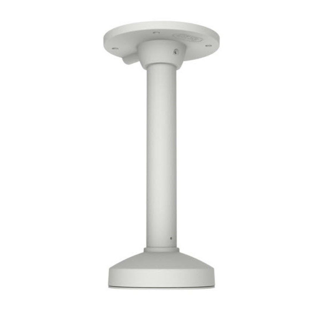Witte aluminium hangende steun voor Hikvision turret camera's, 547mm lang met plafondbevestiging.