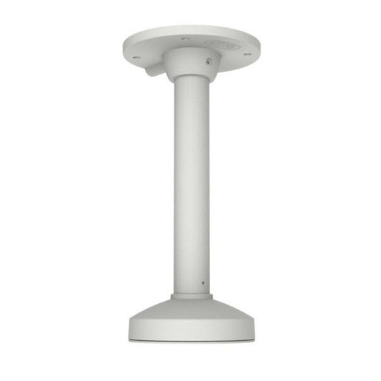 Witte aluminium hangende steun voor Hikvision turret camera's, 547mm lang met plafondbevestiging.