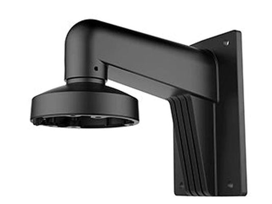 Zwarte aluminium muurbeugel voor Hikvision dome camera's met robuust wandmontage ontwerp.