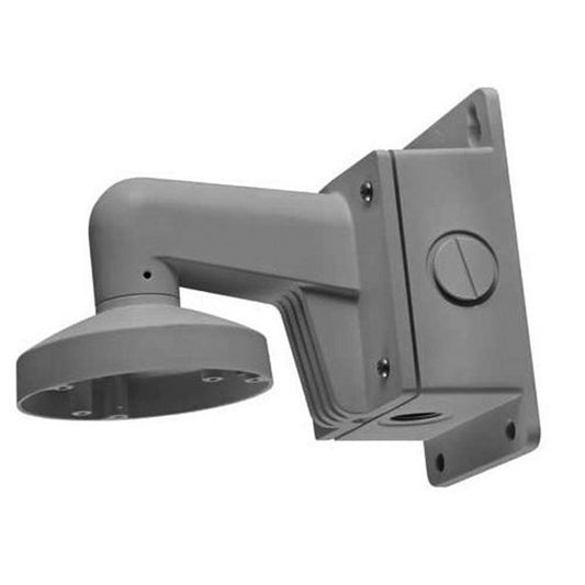 Witte aluminium Hikvision muurbeugel met geïntegreerde aansluitbox voor dome camera's.