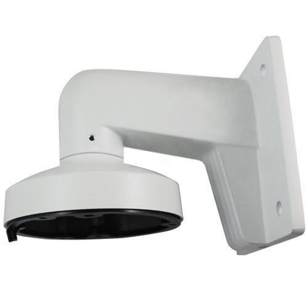 Witte aluminium muursteun voor Hikvision dome camera's met een robuust ontwerp voor wandmontage.