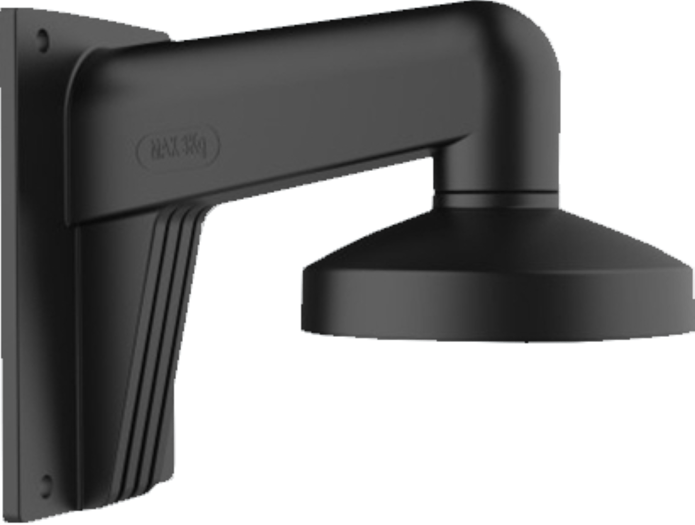 Zwarte Hikvision DS-1273ZJ-140-DM45 aluminium muurbeugel met geïntegreerde aansluitdoos voor dome camera's.