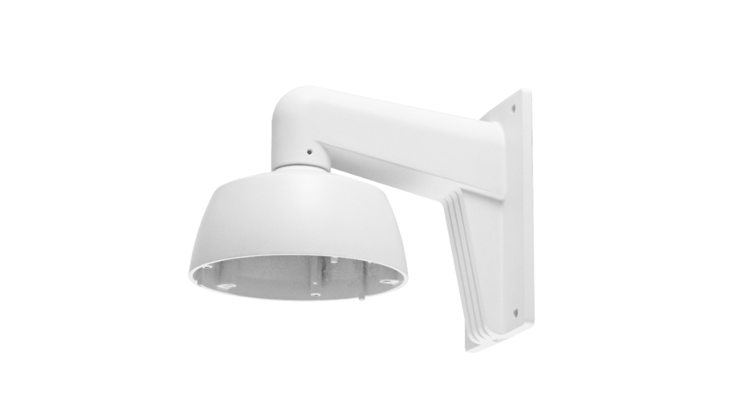 Witte Hikvision DS-1273ZJ-160 muurbeugel van 160mm voor dome beveiligingscamera's met robuust metalen ontwerp.