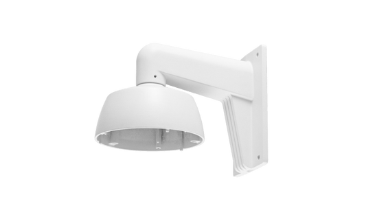 Witte Hikvision DS-1273ZJ-160 muurbeugel van 160mm voor dome beveiligingscamera's met robuust metalen ontwerp.