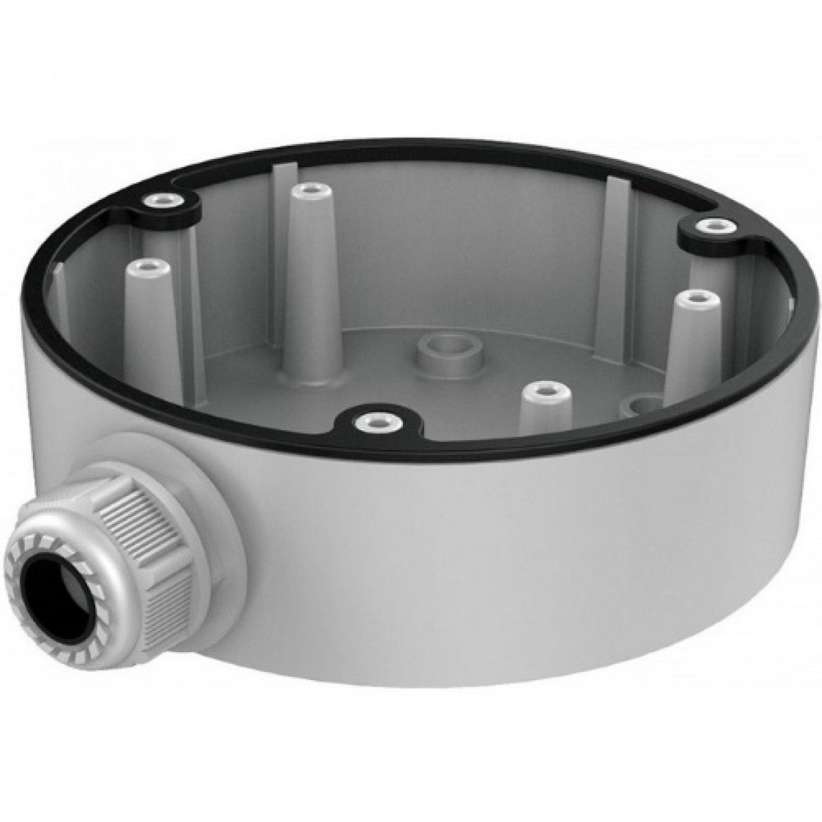 Witte aluminium Hikvision DS-1280ZJ-DM21 aansluitdoos voor dome en bullet camera's, Ø137mm.