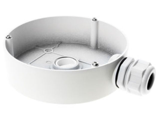 Witte Hikvision DS-1280ZJ-DM45 aluminium aansluitdoos voor dome camera's met een diameter van 140mm.