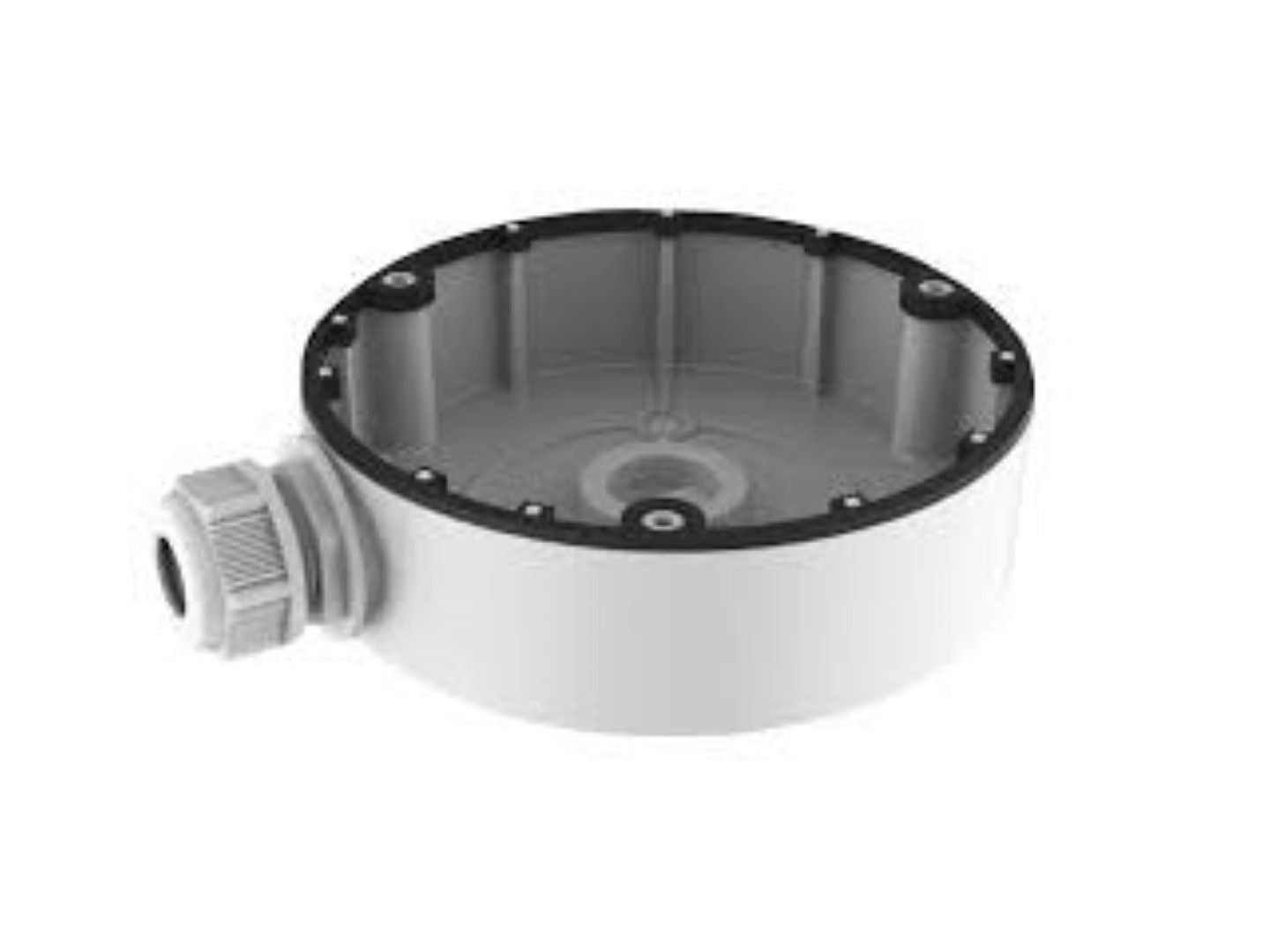 Witte aluminium Hikvision DS-1280ZJ-DM46 aansluitdoos voor dome camera's met een diameter van 120mm.