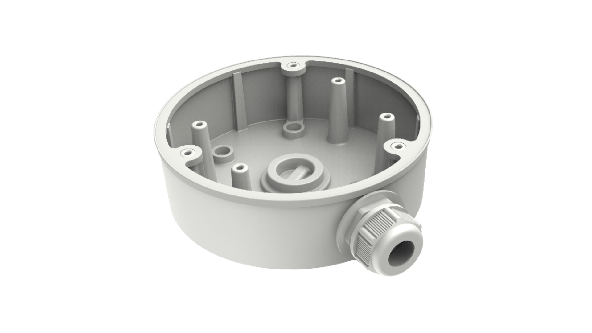 Witte Hikvision DS-1280ZJ-PT6 aluminium aansluitdoos voor PTZ-camera's met kabelinlaat, Ø137mm.