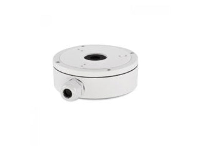 Witte Hikvision DS-1280ZJ-XS aluminium lasdoos voor dome en bullet camera's met kabeldoorvoer.