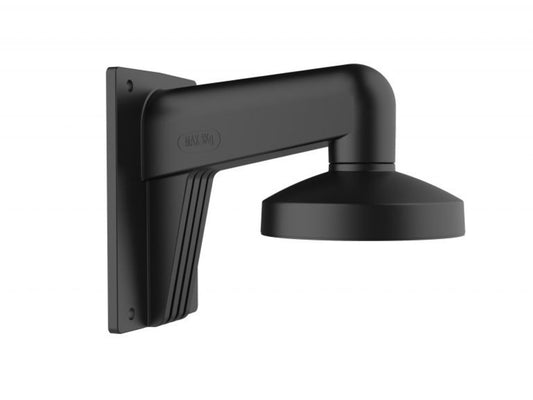 Zwarte aluminium muursteun Hikvision DS-1473ZJ-135 voor dome camera's met robuust design en wandmontageplaat.