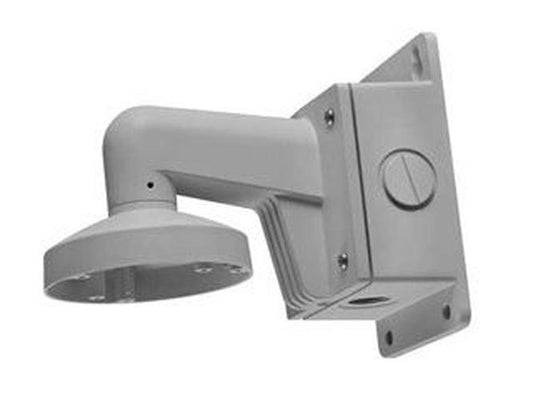 Witte aluminium muursteun met geïntegreerde aansluitdoos voor Hikvision dome camera's.