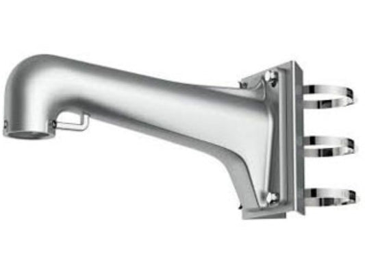 Grijze aluminium Hikvision paalklem voor PanoVu camera's met bevestigingsbeugel en veiligheidshaak.