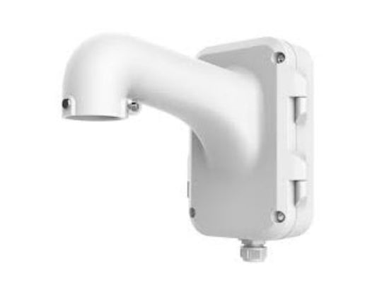 Witte aluminium muursteun Hikvision DS-1604ZJ voor dome camera's met robuust ontwerp en wandmontageplaat.