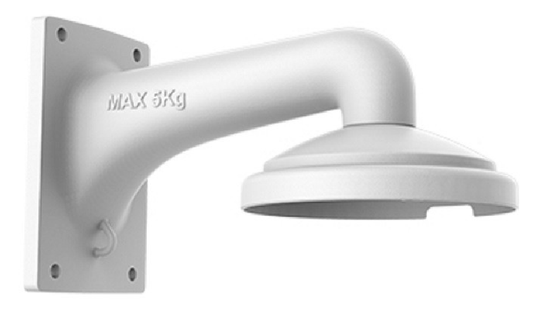 Witte aluminium muurbeugel voor Hikvision dome camera's met een draagvermogen van 5 kg.