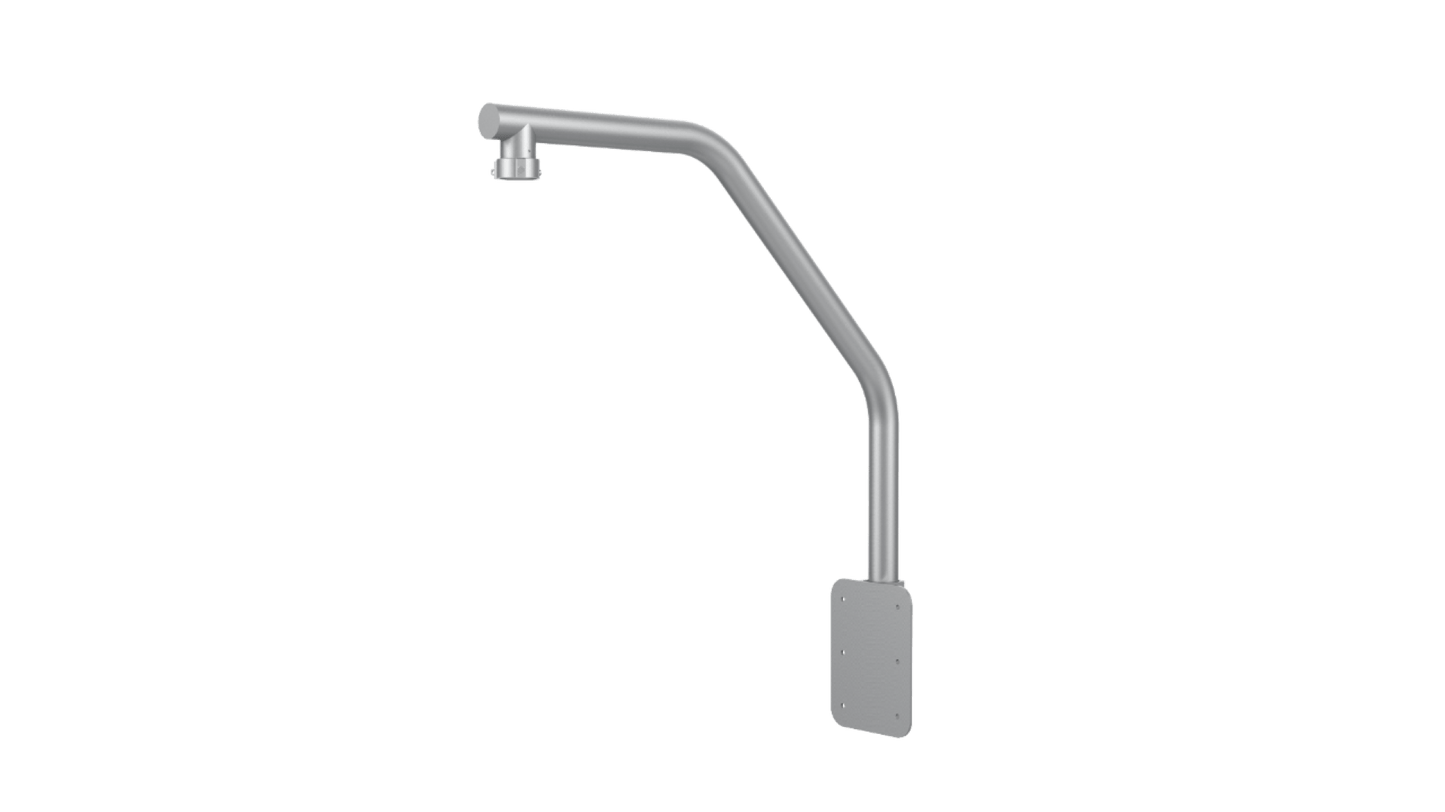Grijze aluminium Hikvision DS-1660ZJ-P parapet muurbevestiging voor PanoVu camera's met montageplaat.