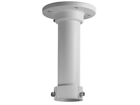 Witte aluminium hangbevestiging voor Hikvision dome camera's, 200mm lang met ronde montageplaat.