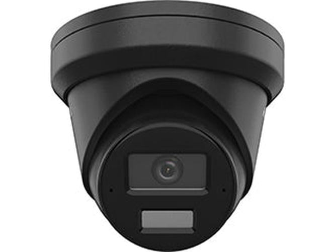 Zwarte Hikvision 8MP 4K AcuSense dome beveiligingscamera met IR-lens en microfoon.