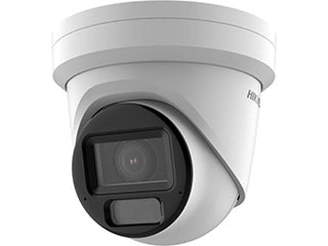 Witte Hikvision 4MP turret beveiligingscamera met varifocale lens en zwarte lensbehuizing voor professionele bewaking.
