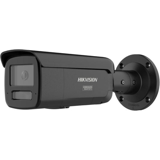 Matte zwarte Hikvision ColorVu bullet camera met NEMA4X anti-corrosie behuizing en actieve afschrikking.