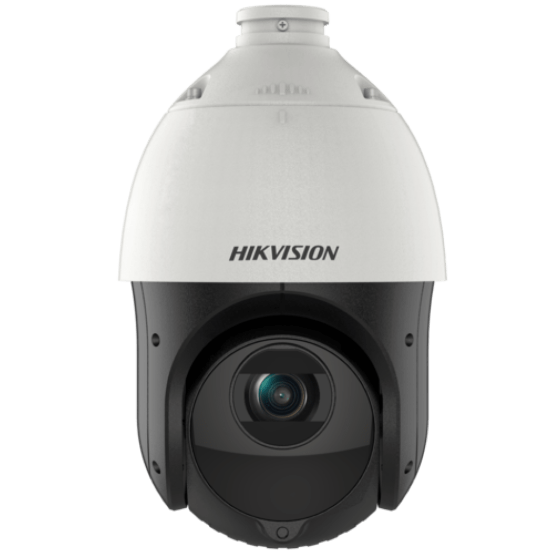 Hikvision 2MP PTZ speed dome camera met witte behuizing, zwarte lensmodule en 25x optische zoom.