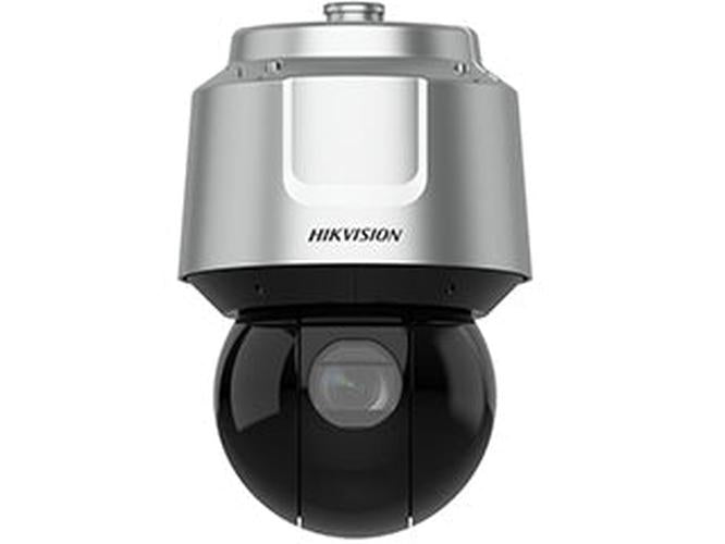 Grijze Hikvision 8MP PTZ speed dome camera met zwarte lensbol en robuuste metalen behuizing voor professionele beveiliging.