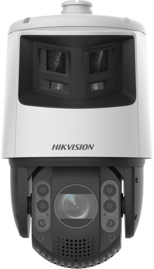 Witte Hikvision 4MP PTZ speed dome camera met 25x zoom, IR-verlichting en actieve afschrikking in een robuuste behuizing.