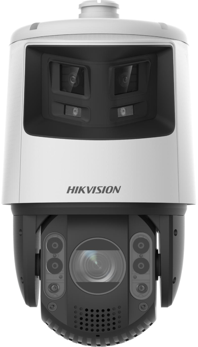 Witte Hikvision 4MP PTZ speed dome camera met 32x zoom, IR-verlichting en actieve afschrikking in een robuuste behuizing.