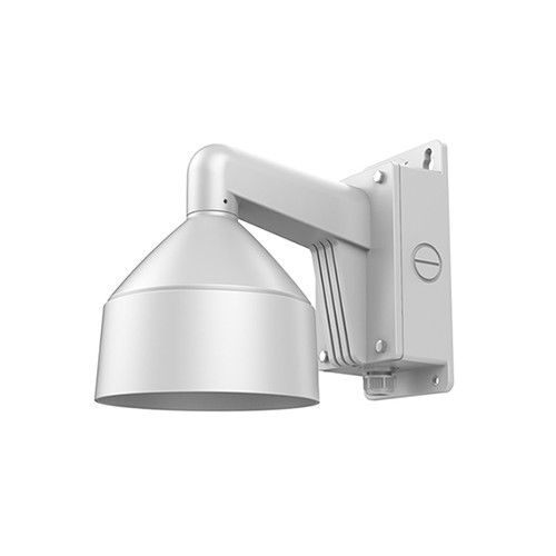 Witte aluminium muursteun voor Hikvision dome camera's met een robuust ontwerp voor wandmontage.
