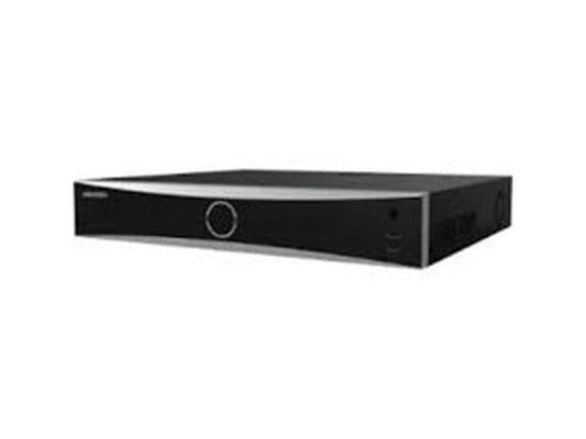 Zwarte Hikvision DeepinMind 32-kanaals NVR met strak design en centrale statusindicator op het voorpaneel.