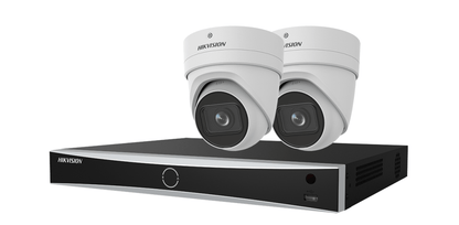 Hikvision AI / 4K Turret camera set - White (expandable up to 8 cameras)