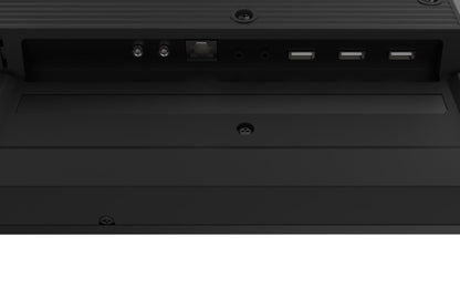 Zwarte achterkant van Iiyama 43 inch professioneel display met zichtbare aansluitpoorten voor HDMI, USB en netwerk.