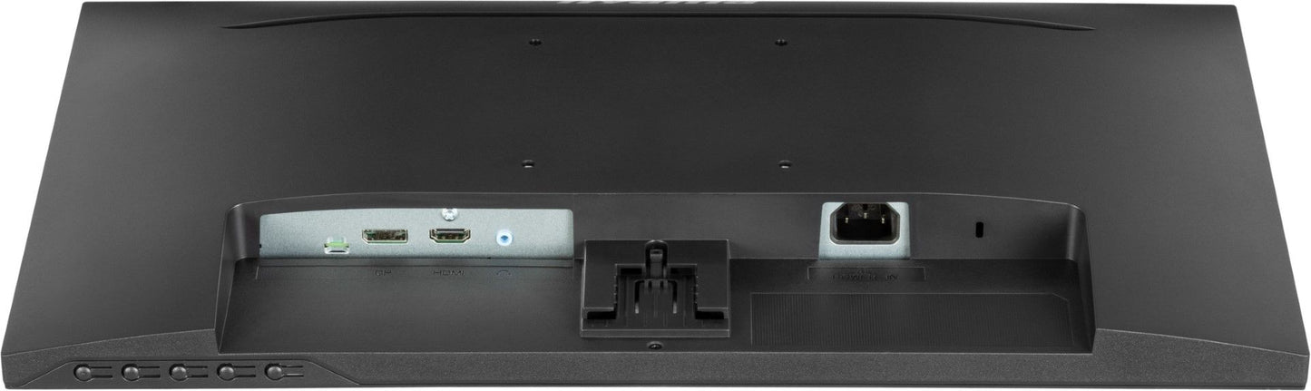 Zwarte achterkant van Iiyama 21,5 inch monitor met HDMI, DisplayPort en stroomaansluiting.