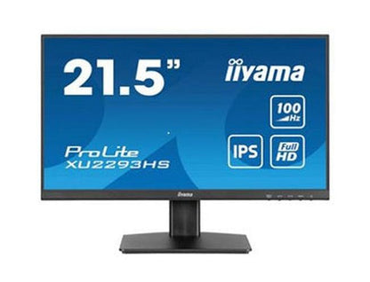Zwarte 21,5 inch Iiyama ProLite Full HD IPS-monitor met edge-to-edge design voor beveiligingssystemen.