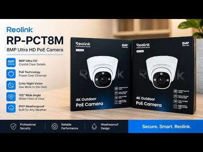 Reolink RP-PCT8M-W 8MP PoE Turret Buitencamera Spotlight Kleur Nachtzicht