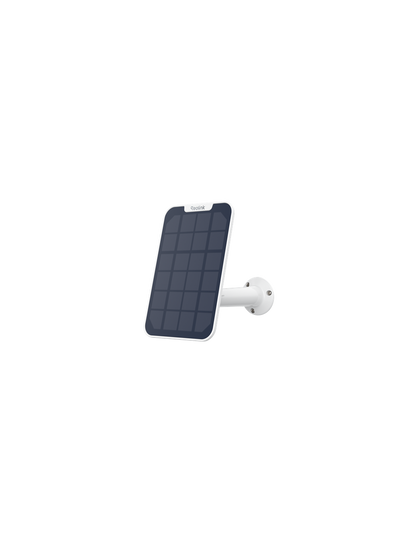 Witte Reolink zonnepaneel met verstelbare muurbeugel voor draadloze beveiligingscamera's.