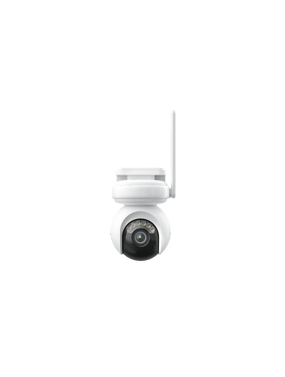 Witte Reolink B660 4K PTZ-beveiligingscamera met draaibare lens, ingebouwde spotlight en WiFi-antenne op witte achtergrond.