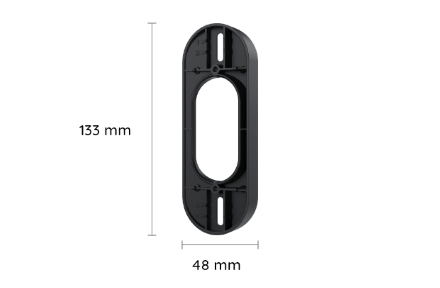 Zwarte 15° kantelbeugel voor Reolink D340P en D340W deurbel, 133 mm bij 48 mm, voor optimale kijkhoek.