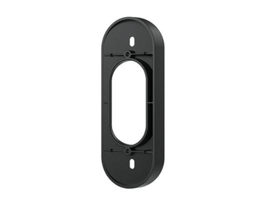 Zwarte 15 graden kantelbeugel voor Reolink D340P en D340W deurbellen met ovale montageplaat.