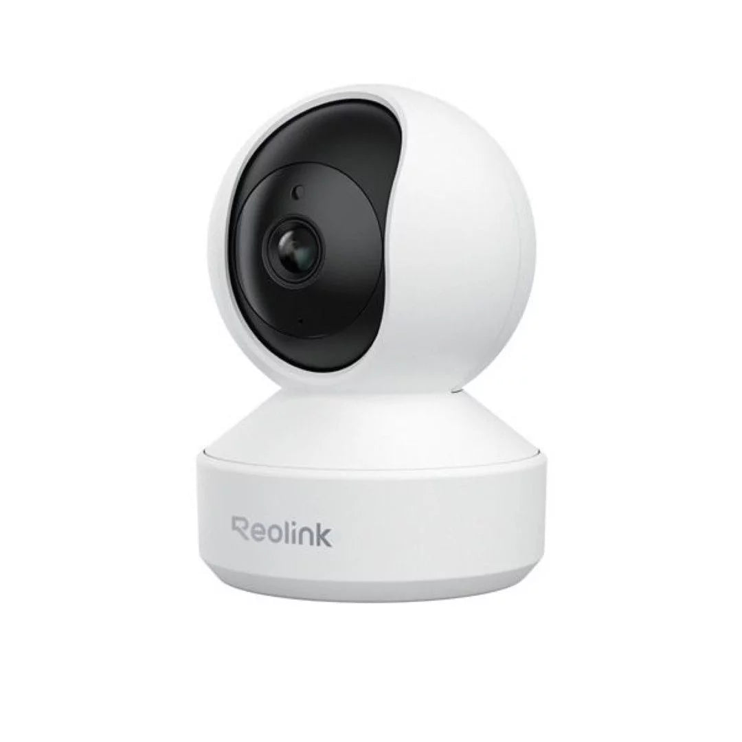 Witte Reolink E340 8MP WiFi PTZ dome beveiligingscamera met zwarte lens en compact modern design.