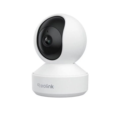 Witte Reolink E340 8MP WiFi PTZ dome beveiligingscamera met zwarte lens en compact modern design.