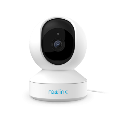 Witte Reolink E340 8MP WiFi PTZ dome beveiligingscamera met zwarte lens en compact modern design.