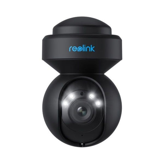 Zwarte Reolink E540 5MP WiFi PTZ dome camera met spotlight en lens in een compact, modern design.